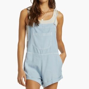 Billabong Wild Pursuit Romper Overall Mini Short Baby Blue (M)